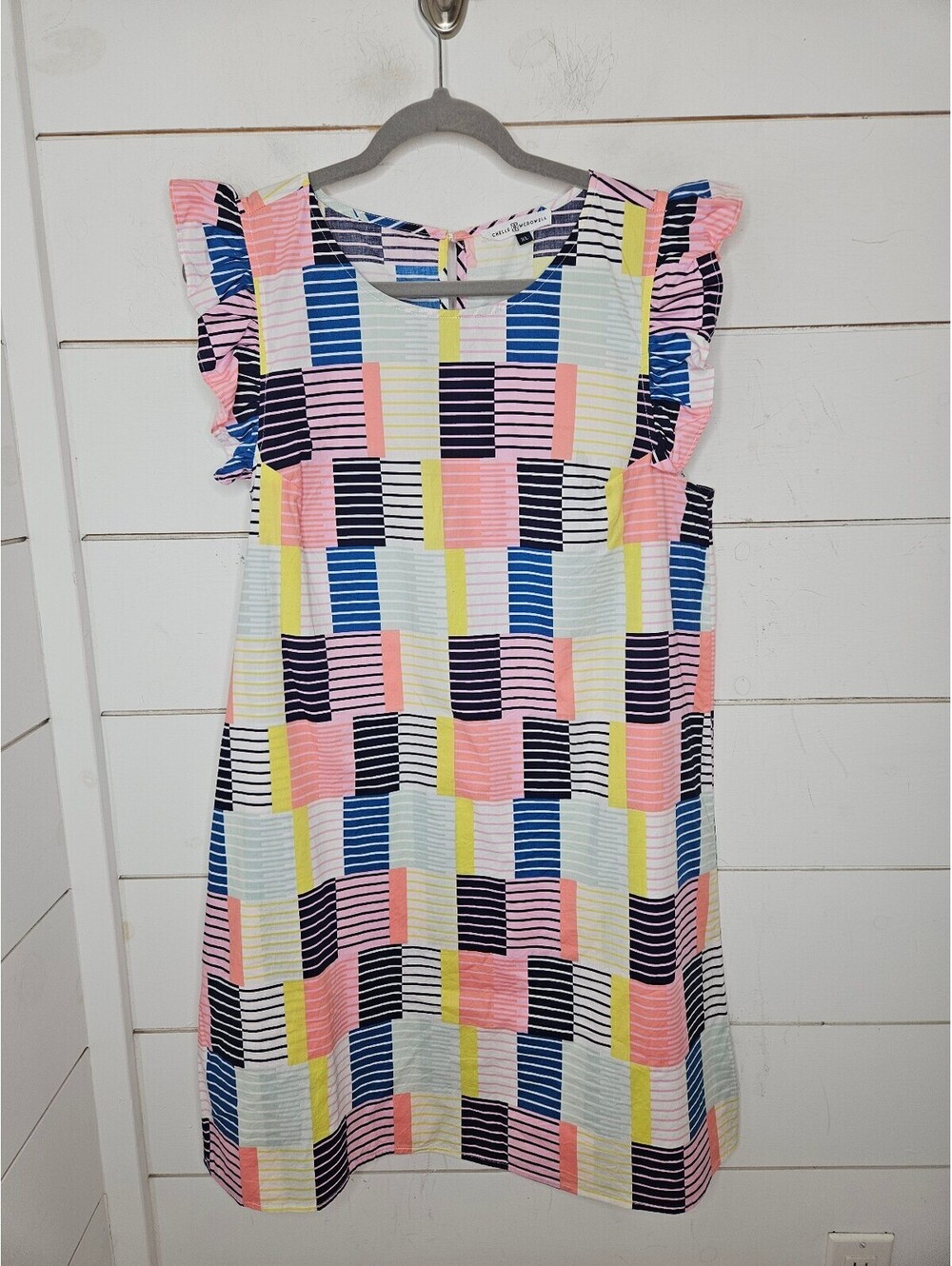 Michelle McDowell XL pink multicolored cotton shift dress. So cute!